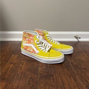 Vans Yellow and Orange Floral High-Top Sneakers